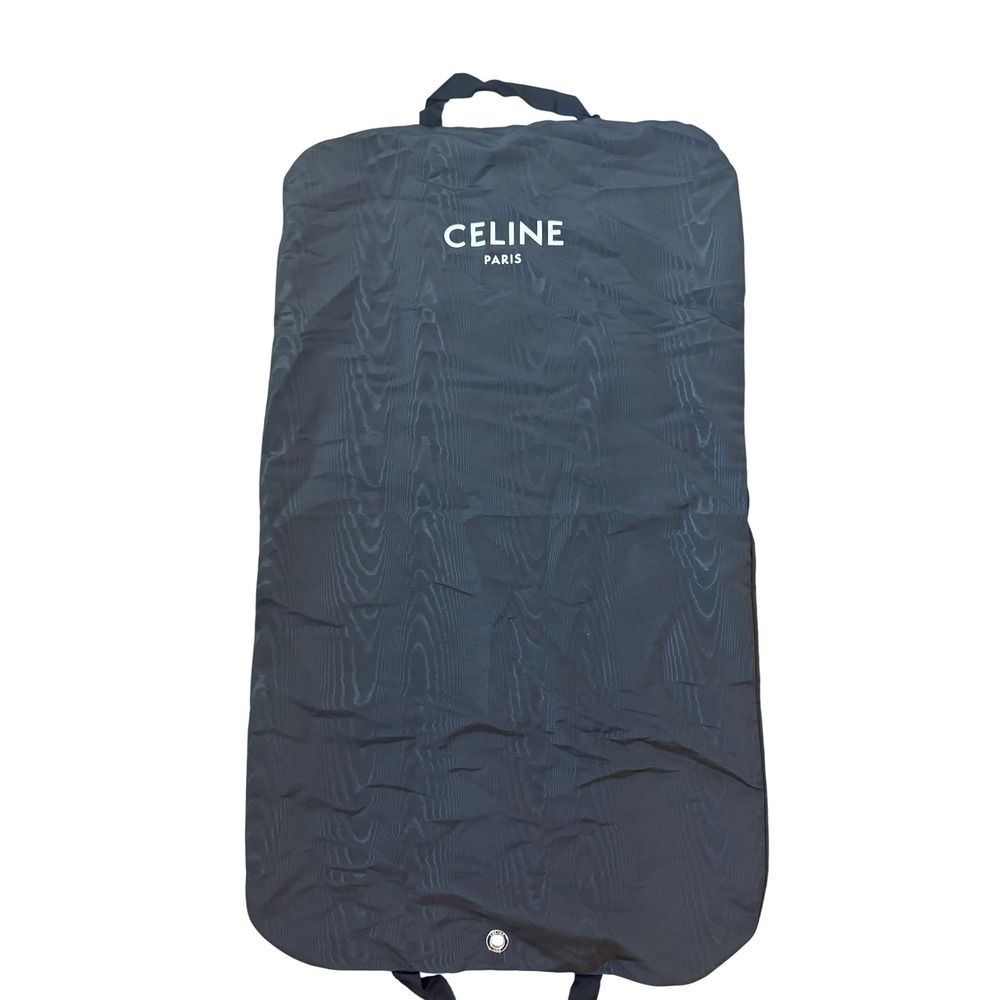 Celine Garment Bag 45x26 Unisex OS Black Wavy Texture Logo Suit Cover Luxury